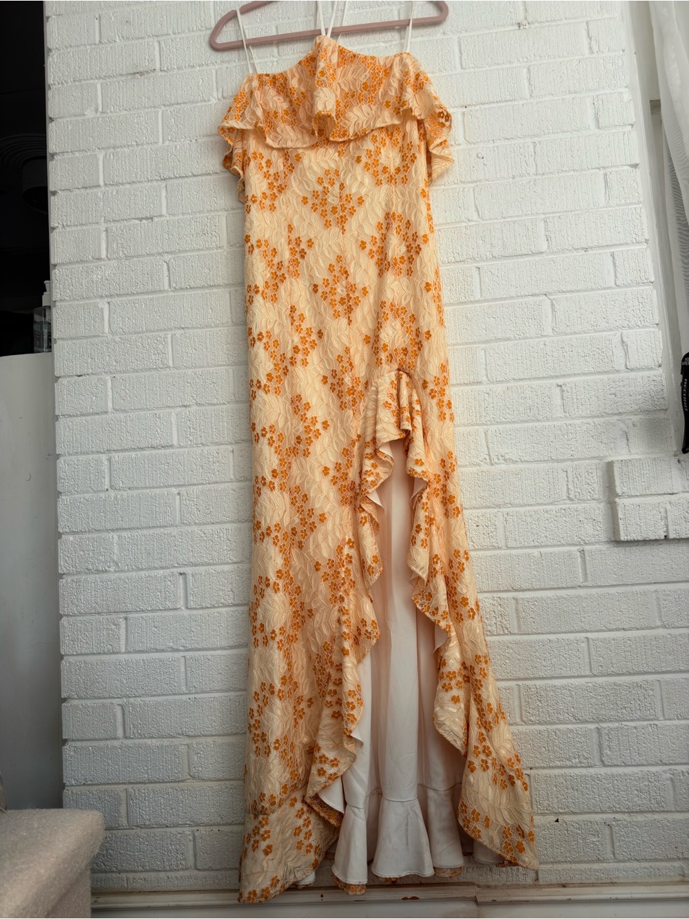 BNWT Lovers + Friends Cream Maxi Dress with Orange Floral Print
